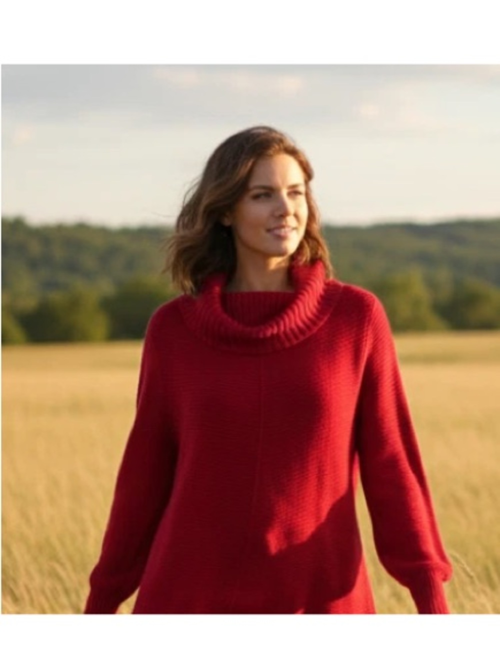 New Soft Surroundings Tunic Sweater Womens Medium Red Cowl Neck Cozy Oversized